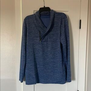 Blue Zip Up Sweater with Heathered Texture